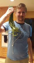 Ryan holding Long Beans in a DrupalEasy Academy shirt Ryan holding Long Beans in a DrupalEasy Academy shirt